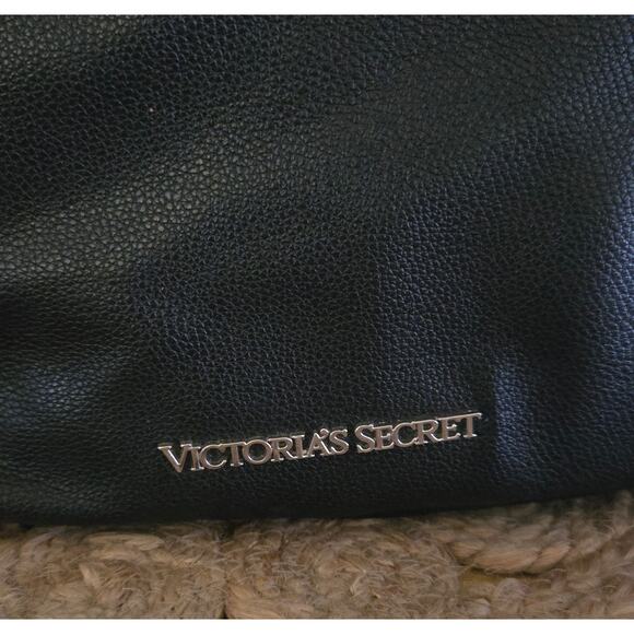 Victoria's Secret Black Ladies Drawstring Faux Leather Backpack - Picture 5 of 7